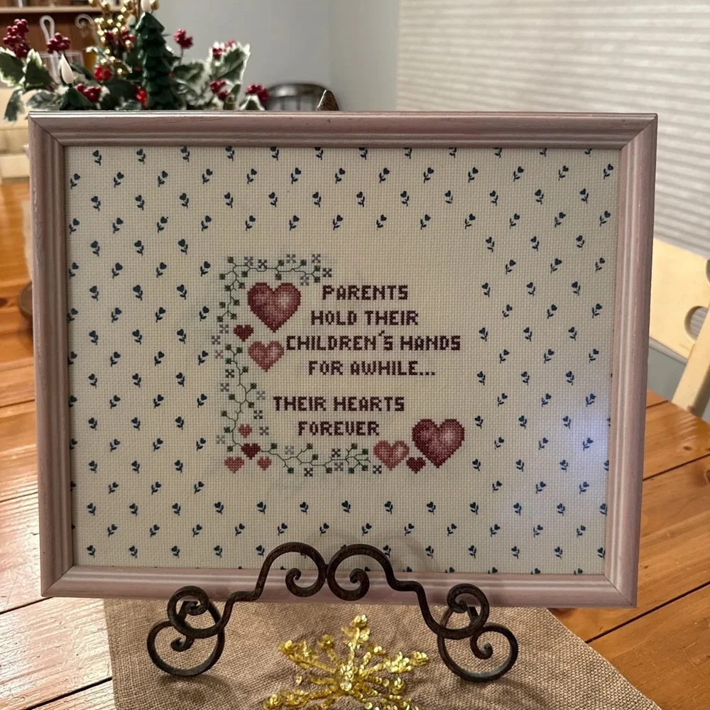 Heartfelt Cross-Stitch Framed Art w/the Saying 
